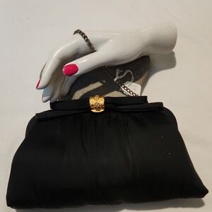 After Five |  Black Clutch | Turquoise  & Goldtone Clouser | 1960's | Retro